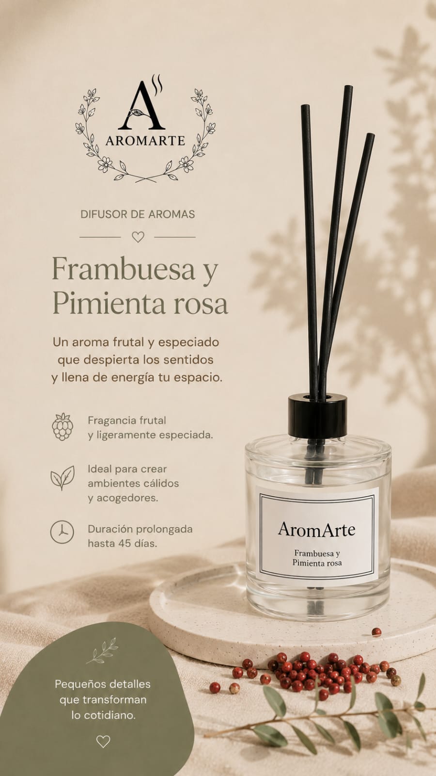 Difusor Frambuesa y Pimienta rosa